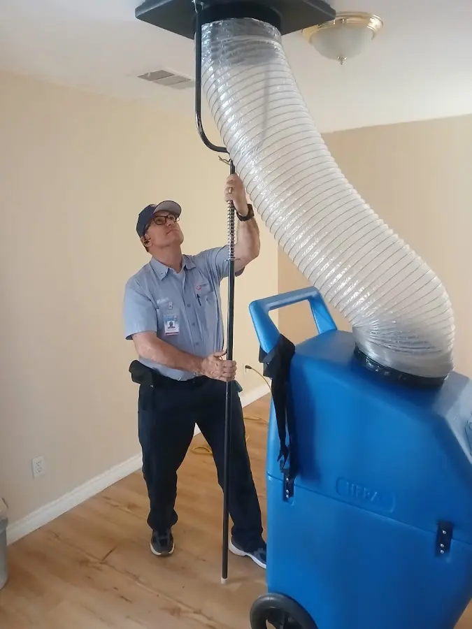 Mini Split Installation technician using HEPA equipment in El Rio